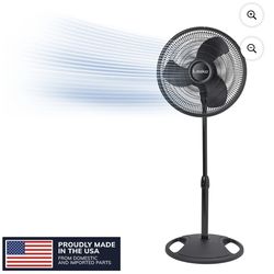 Lasko 16” 3-Speed Adjustable Oscillating Pedestal Fan, Black