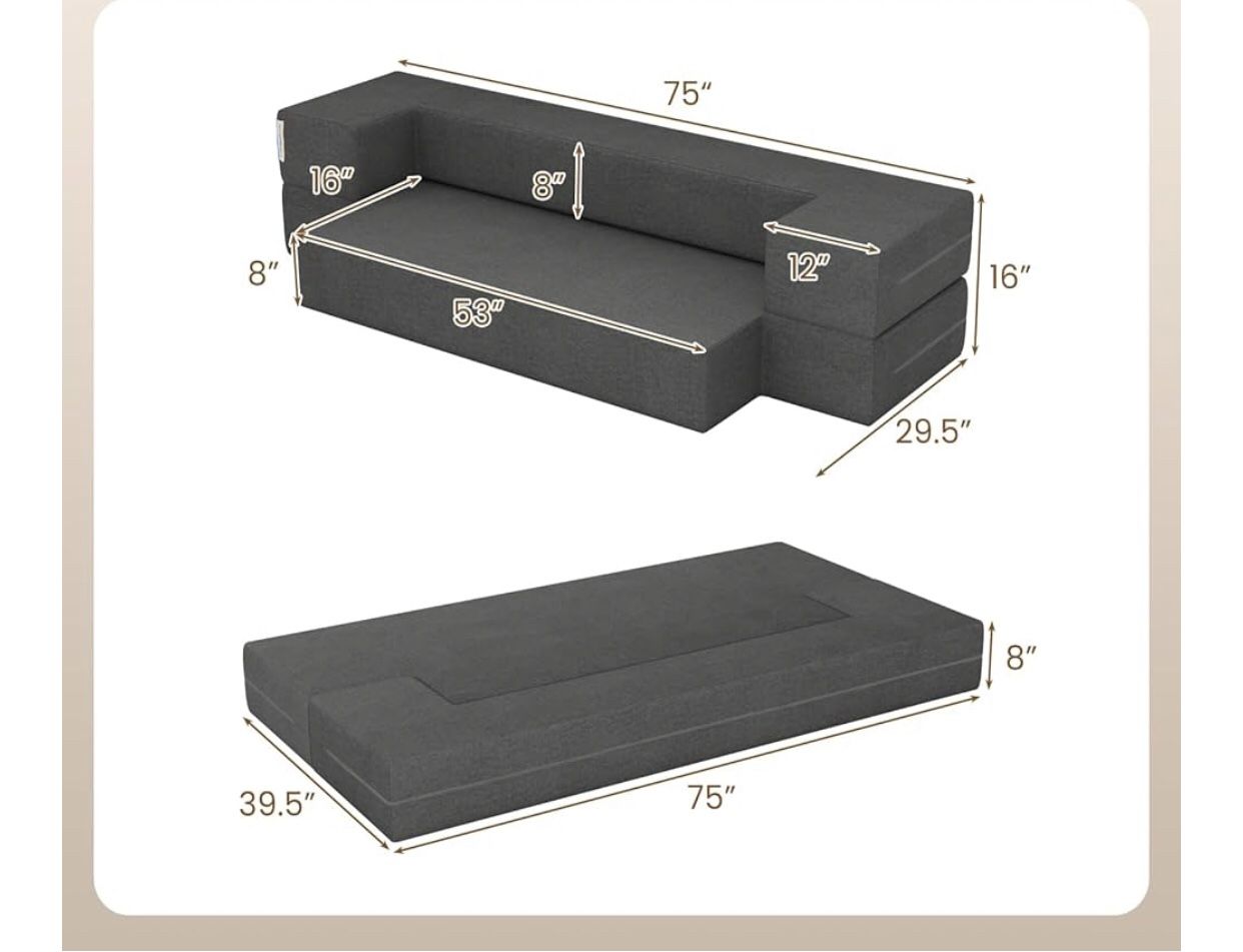 2 Sofa Bed Folding Floor Couch Memory Foam