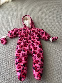 The Children’s Place Baby Girl Snowsuit 6–9 Months – Pink Ladybug