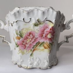 Antique RS Prussia Porcelain Sugar Bowl Hand Painted. No Lid.