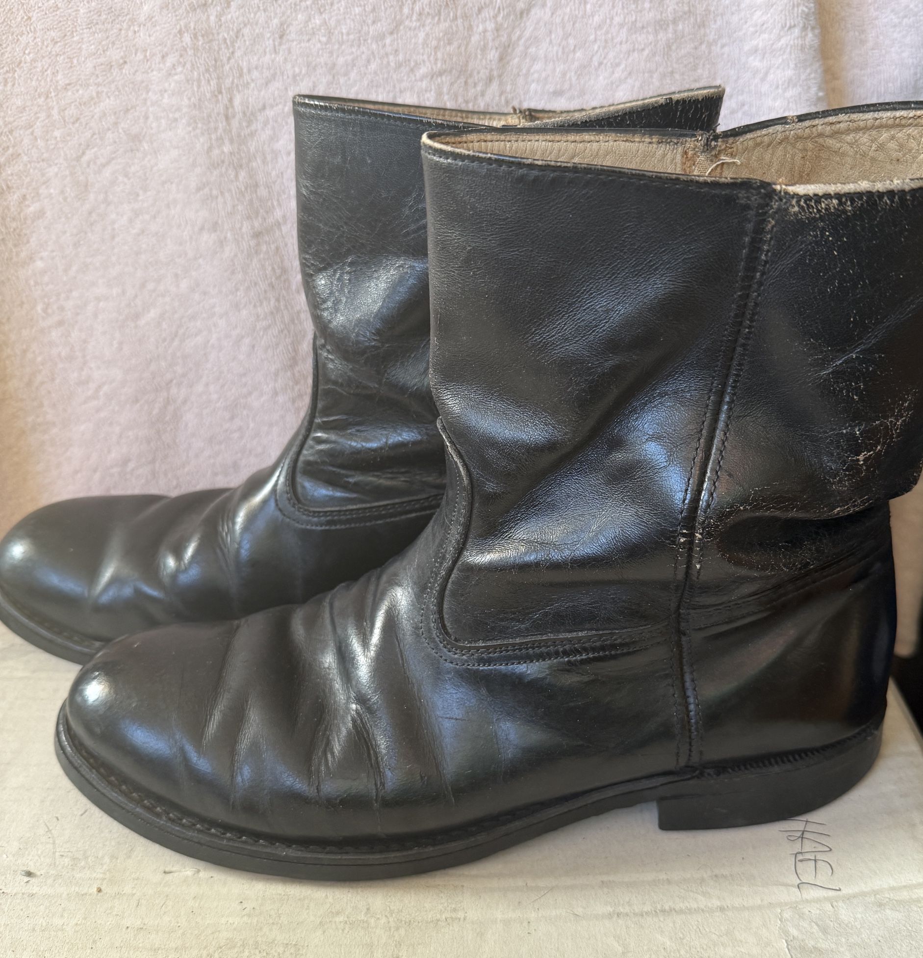 Vintage Black Leather Boots Size 10.5