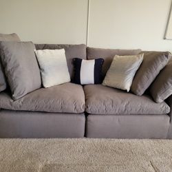 Fluffy Light Gray Sofa