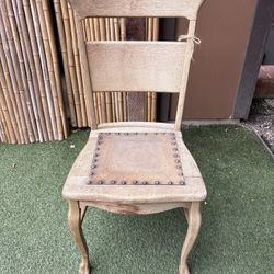 Vintage Wood Carved Leather Tool Chair