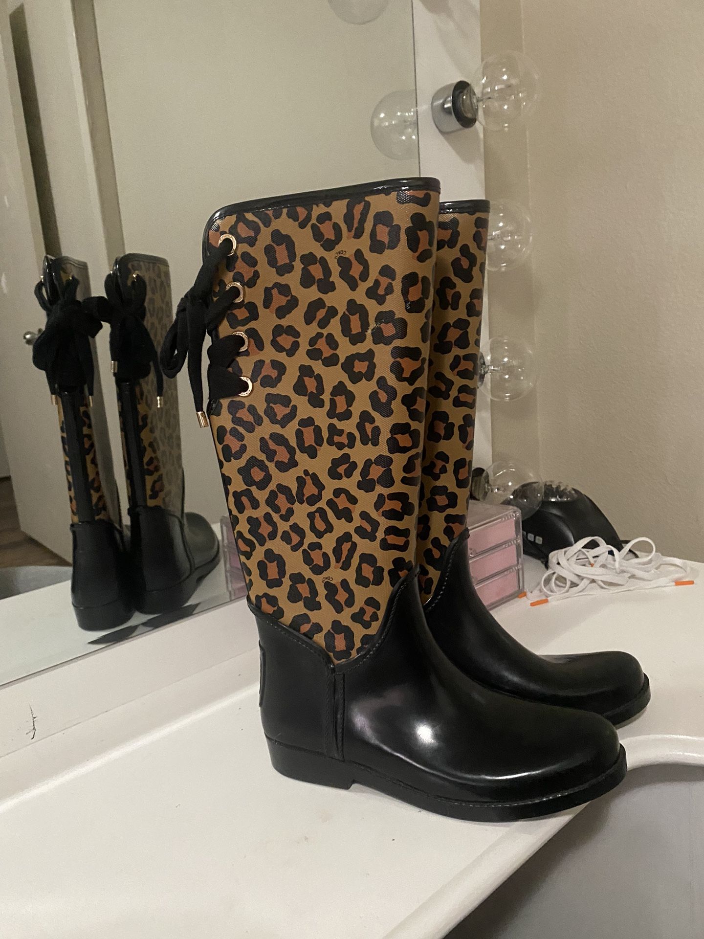 Coach Leopard Rain Boots