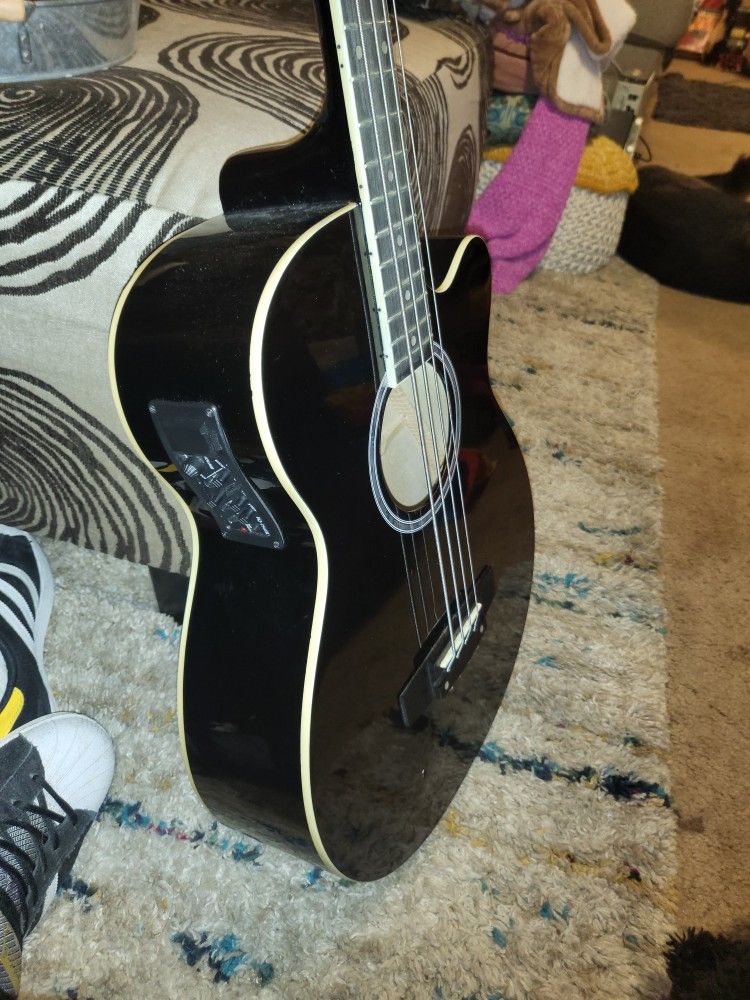 Full Size Acoustic Electric Bass Guitar Play It  Acoustic Or Plug Into An Amp