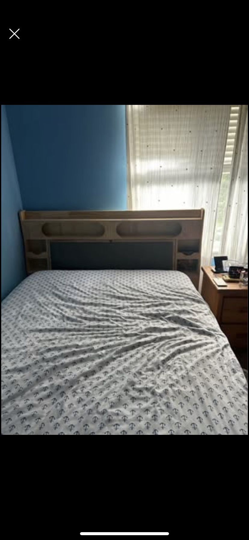 IKEA wooden frame Queen size bed