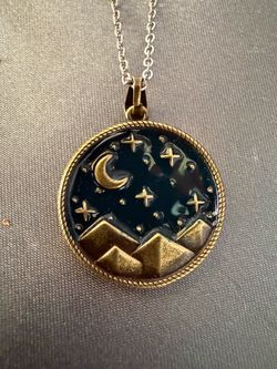 Moon and Stars Enamel Pendant Necklace