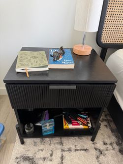 Black nightstand w/ storage