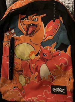 Pokémon Charizard Charmander Orange/Black Medium Polyester Zip Backpack Kids