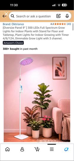 Oktrionce 300 LED Full Spectrum Grow Light with Stand