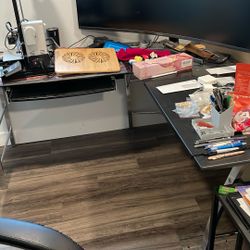 L Shaped Office Glass Desk