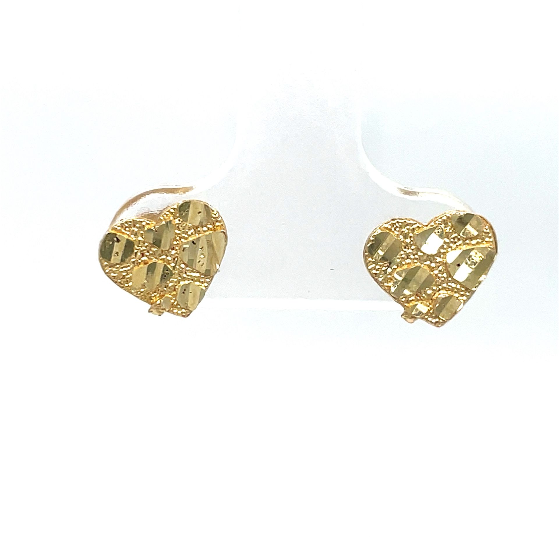 10Kt Yellow Gold Nugget Heart Earrings 0.90g 197060/2