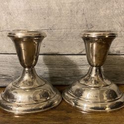 2 Sterling Silver Weighted Candlesticks Candle Holders 