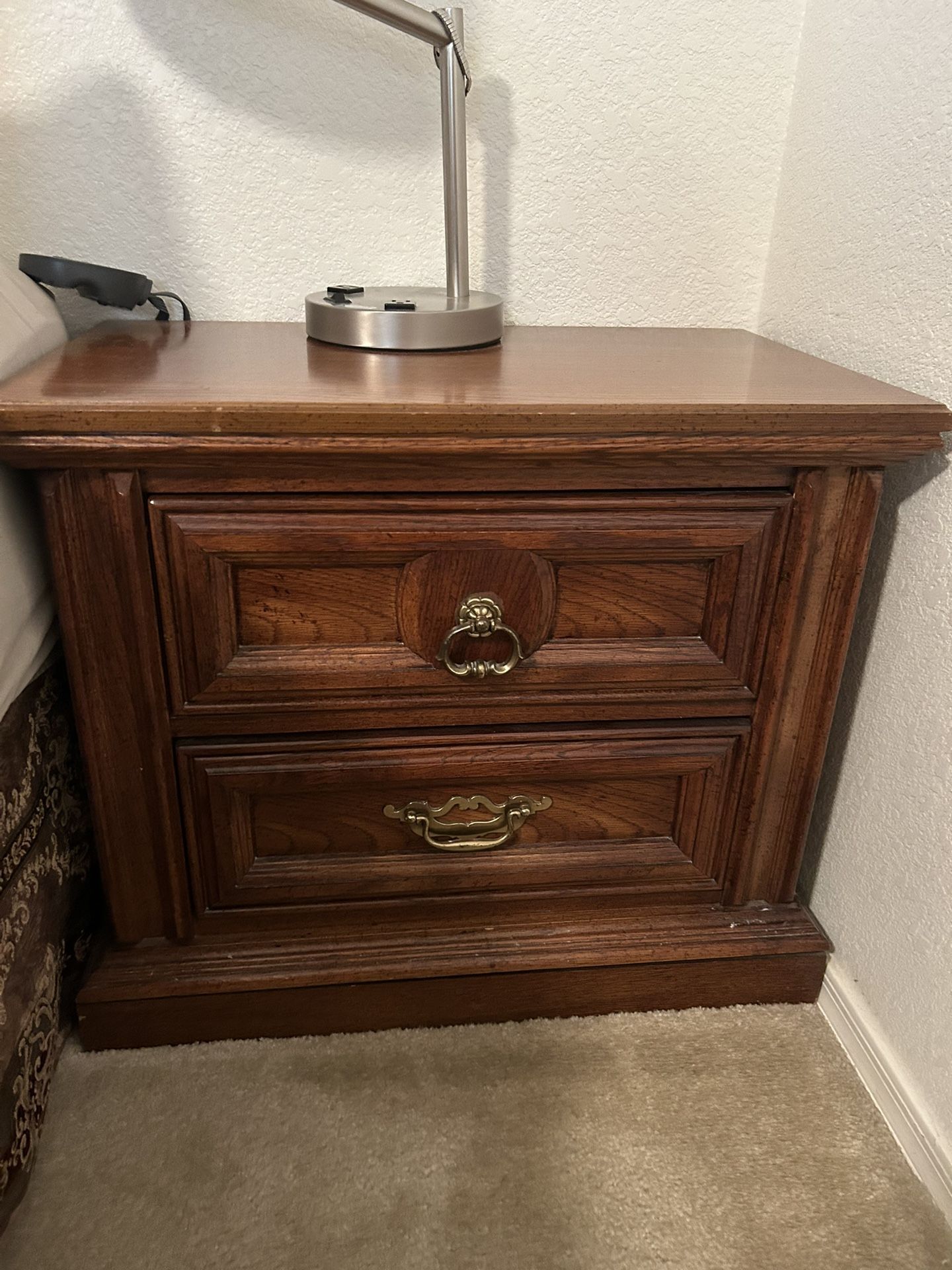 Two Solid Wood Bedroom Nightstands $150