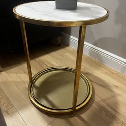 Marble Top Round End Table 