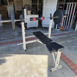 Incline Bench Press 7ft bar 2x35 Lb Weight Plates