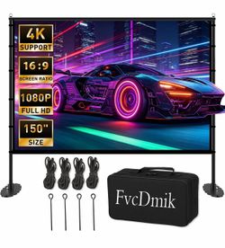 150” Projector Screen with Stand 16:9 4K HD Indoor Outdoor