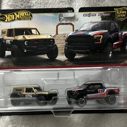 HOT WHEELS PREMIUM CAR CULTURE FORD BRONCO R & F-150 RAPTOR 2 TRUCK SET