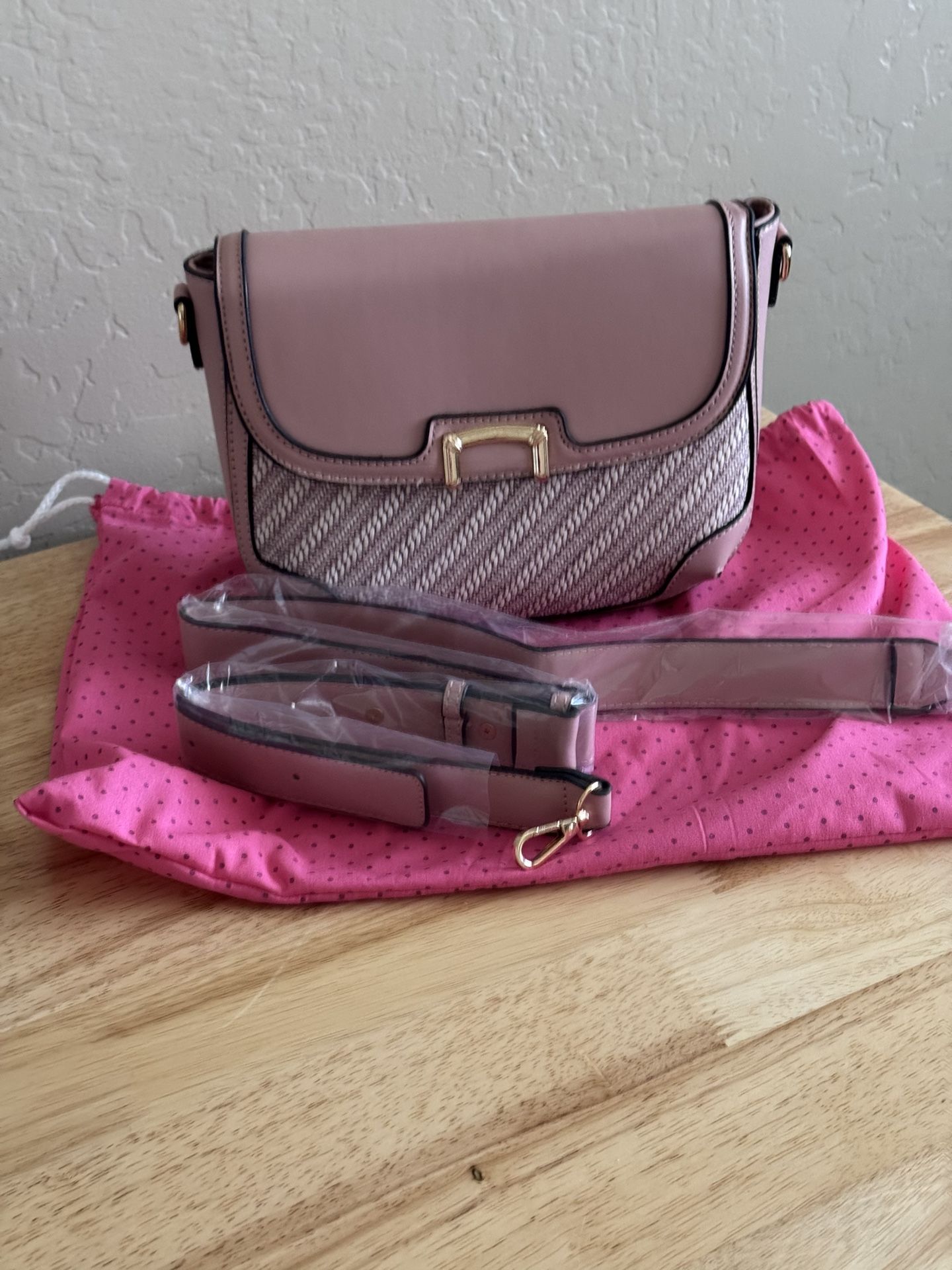 Crossbody Purse with unique design Blush Pink NWOT