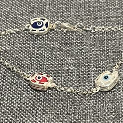 Sterling Silver Evil Eye Bracelet New