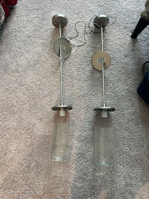 Kichler CROSBY COLLECTION Set of Two Kitchen Pendant Lights Fixtures Brushed Nickel