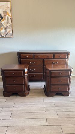 3 piece dresser and night stand set solid wood