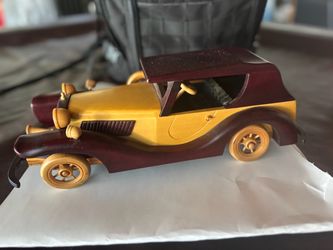 Vintage Wooden Car Trinket Box Large Wood Classic Car Valet  Antique
