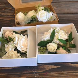 White Floral Boutonniere And Corsage 