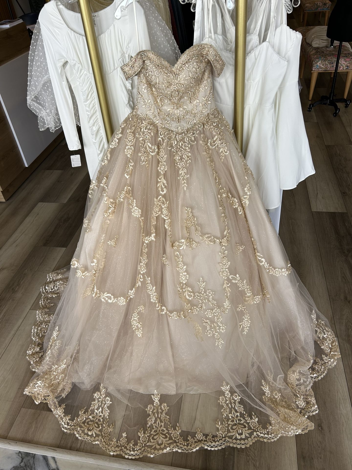 Champagne Quinceanera Dress Size 4, New