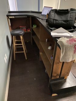 Custom built bar with stools