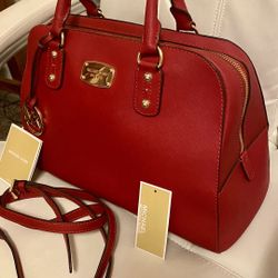 Michael Kors Red Saffiano Large Satchel