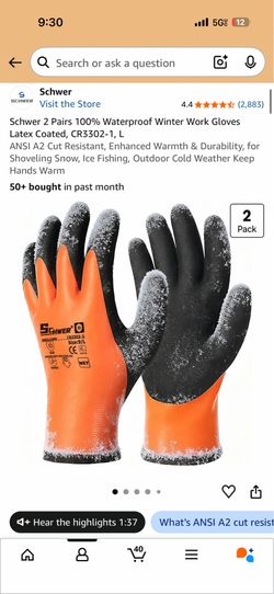 Schwer 2 Pairs Waterproof Winter Work Gloves – Large