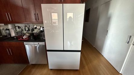 Samsung Bespoke white glass fridge