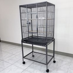 (New in Box) $95 Large 53” Tall Bird Cage 24x17x53” with Rolling Stand and Plastic tray 