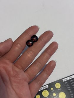 8mm Gauge Earrings Plugs Acrylic Red Flower Iridescent Sparkle