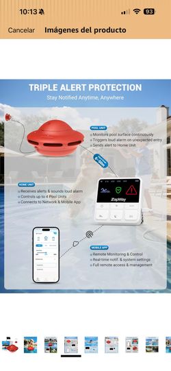 Alarma de piscina con receptor interior, alarma flotante de seguridad de 110 dB con control remoto de aplicación para piscinas enterradas y sobre el s