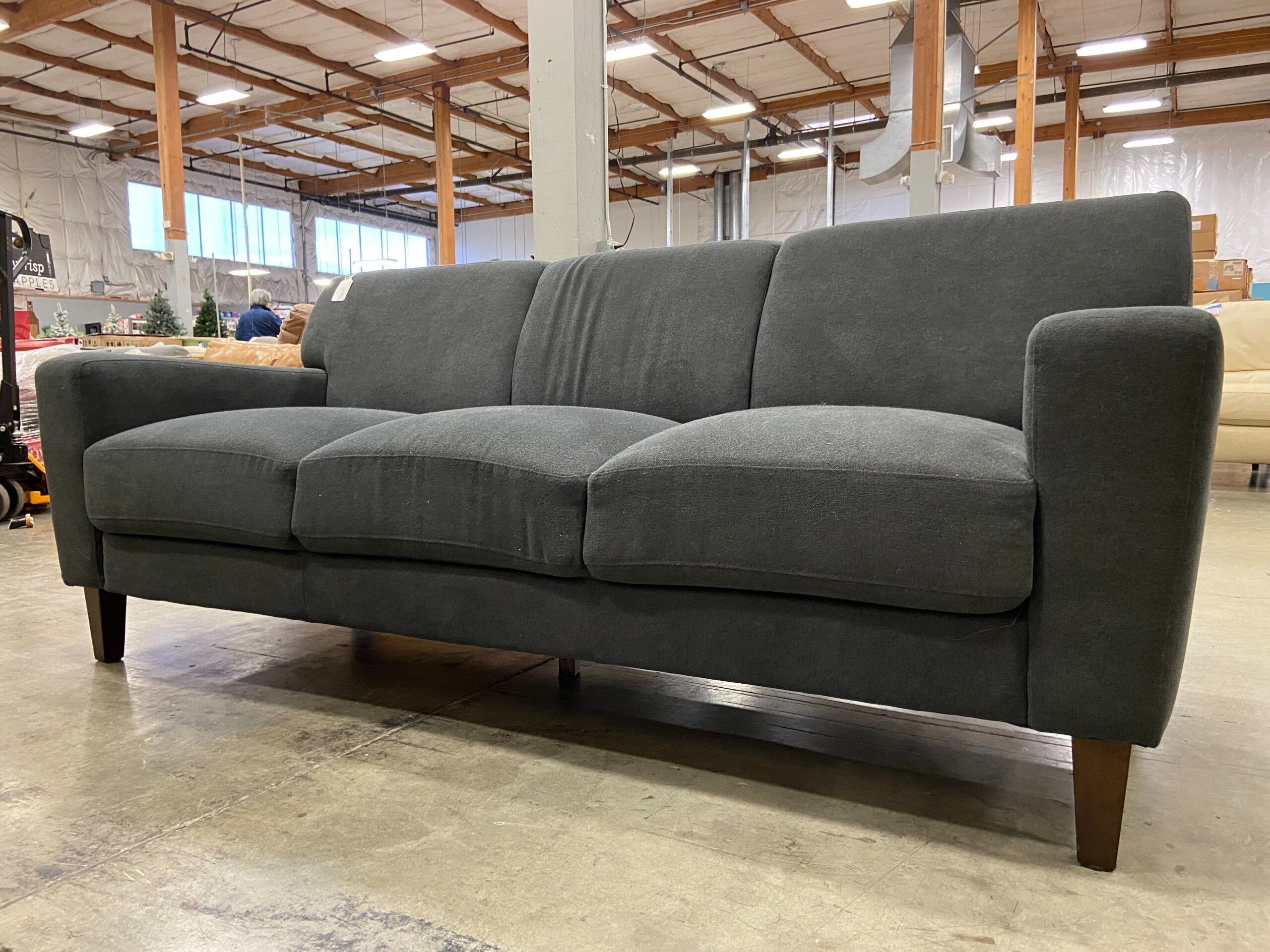 Charcoal Grey 3 Seat Sofa with Rounded Back Cushions