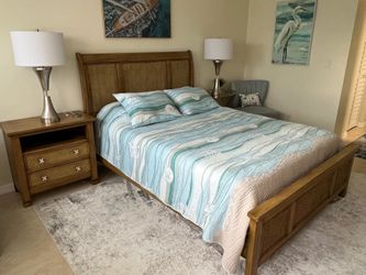 Bedroom Set with queen size bed, mattress, dresser with mirror, chest and nightstand