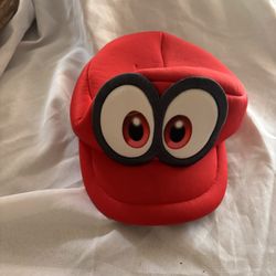 Nintendo Super Mario Odyssey Cappy red hat youth size worn has wear on inside band and tag
