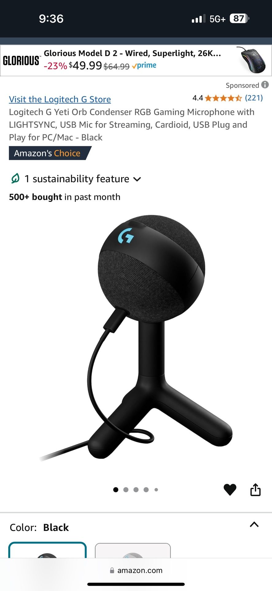 Logitech Orb Gaming Microphone $30