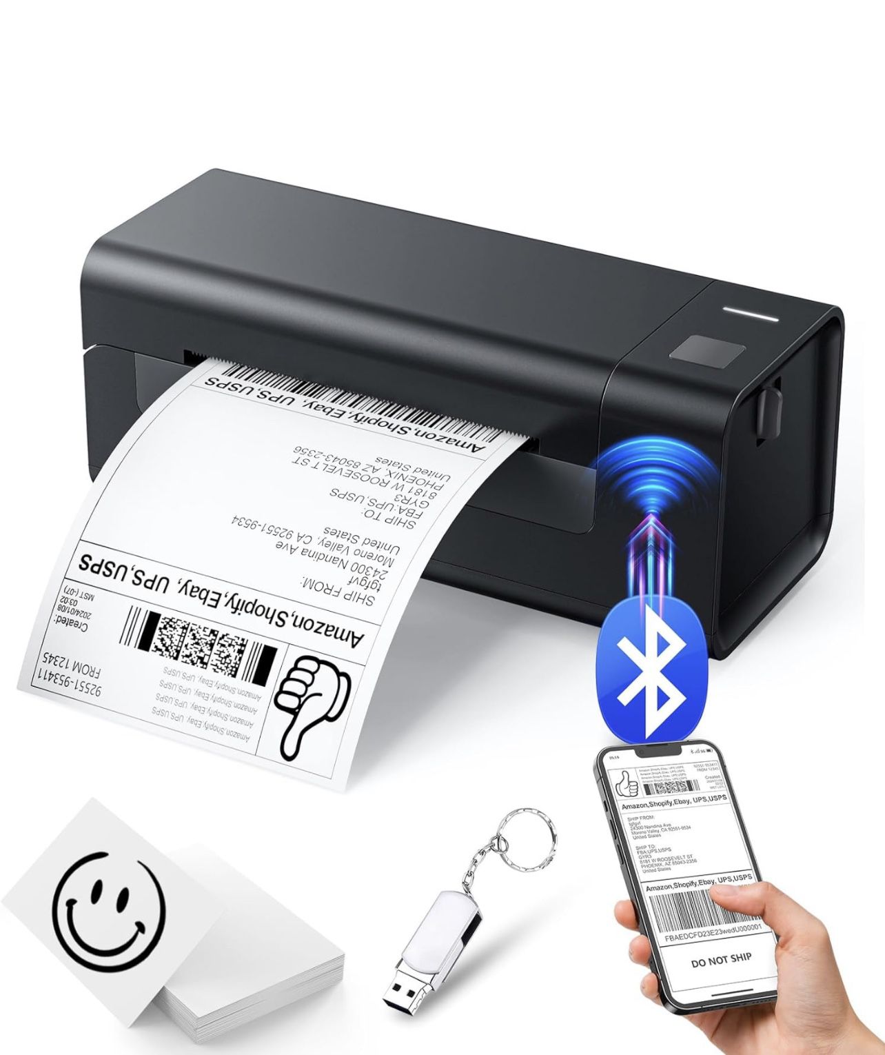 ZRHI Thermal-Label-Printer-Shipping label printer for small business 4x6 Bluetooth thermal printer 300mm/s Compatible Windows,Mac,iOS, Android,desktop