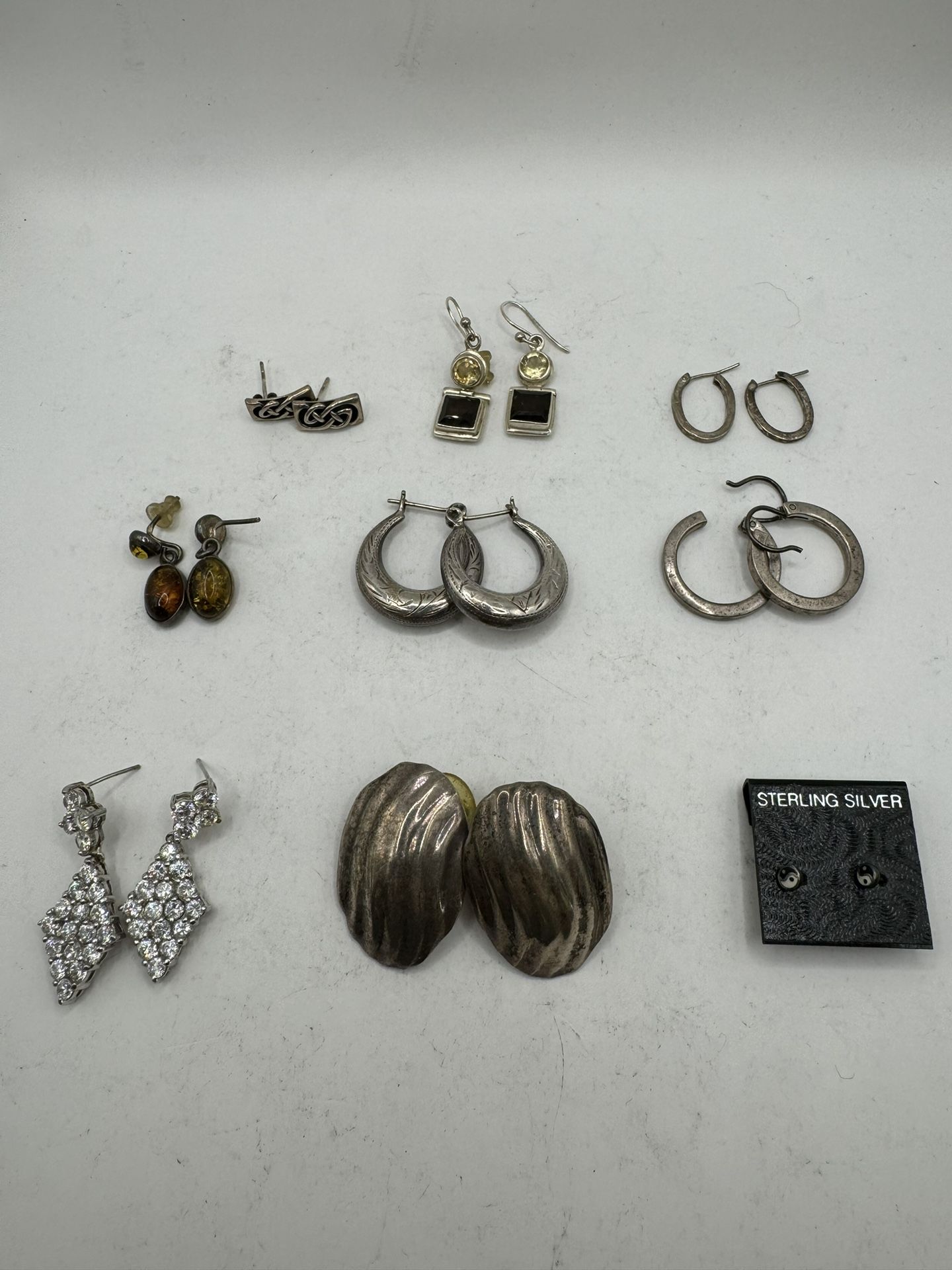 9 Sets Of Matching Sterling Silver Earrings (Some Vintage!)