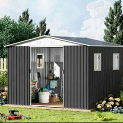 10×8 FT- Large Heavy-Duty Metal Outdoor Sheds with 4 Tranrdow