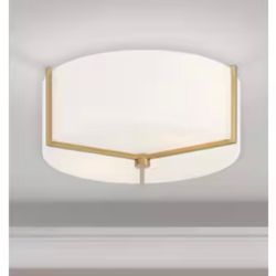 Frosted Glass Light With Gold Accents 