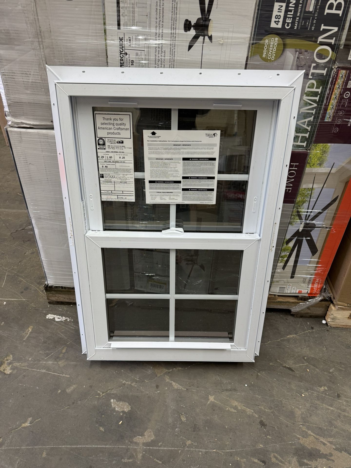 American Craftsman 24 in. x 36 in. 70 Series Low-E Argon Glass Double Hung No J Black Vinyl Fin Window, Screen Included