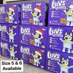 Luvs Platinum protection Diapers (Bluey) Size 5 & 6