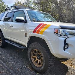 Toyota Tacoma and 4Runner TRD Retro Fender Decals, yellow orange red stickers, trd flag, high quality oracal brand, waterproof, easy instal, usa