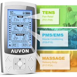 AUVON Dual Channel TENS EMS Unit 24 Modes Muscle Stimulator