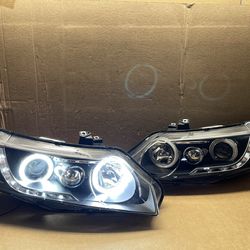 #OH98 2006-2011 HONDA CIVIC SEDAN HALO LED HALOGEN HEADLIGHT PAIR