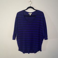 black & blue striped top